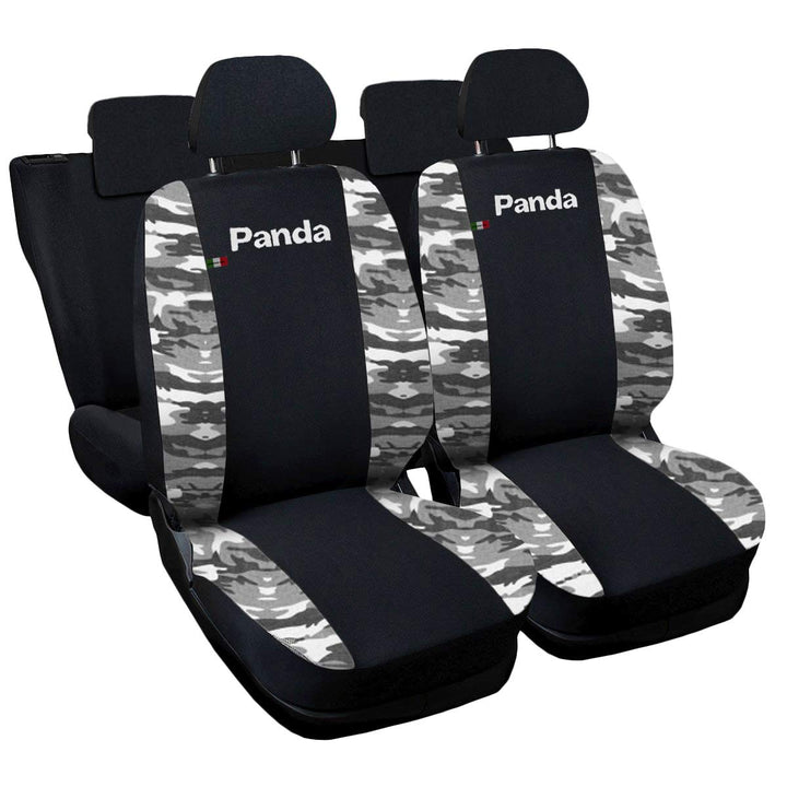 Lupex Shop Panda.013b.Mc1 New Panda zweifarbige Sitzbezüge - mit geteilte Rückbank 50/50- schwarz he