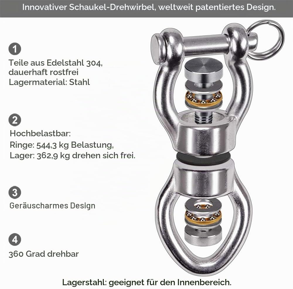 SELEWARE Silent Bearing Swing Swivel, Edelstahl 1200LB 360 ° Rotationsgerät Hängezubehör mit Abnehmb