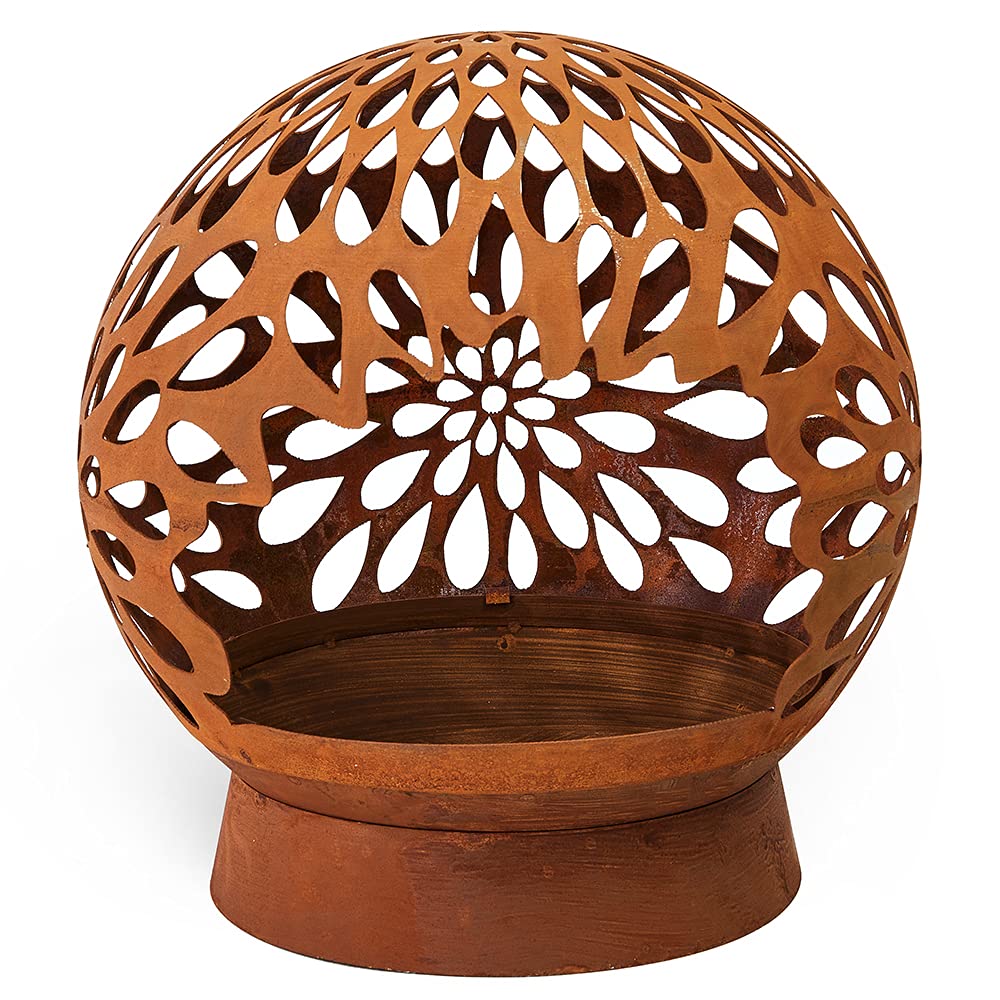 Feuerkorb Feuerschale - Feuerkugel abnehmbar - mit Einschuböffnung - 52 x 52 x 40 cm- Hypnotische Re