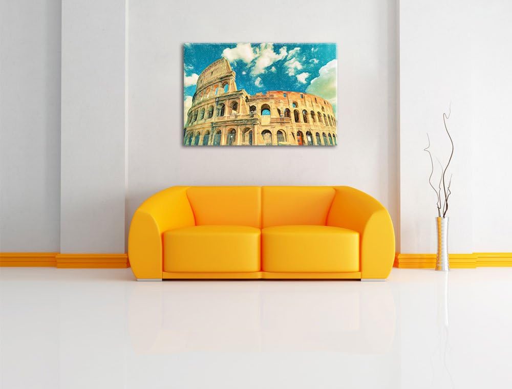 Pixxprint Colosseum bei Tag in Rom als Leinwandbild/Grösse: 100x70 / Wandbild/Kunstdruck/fertig besp