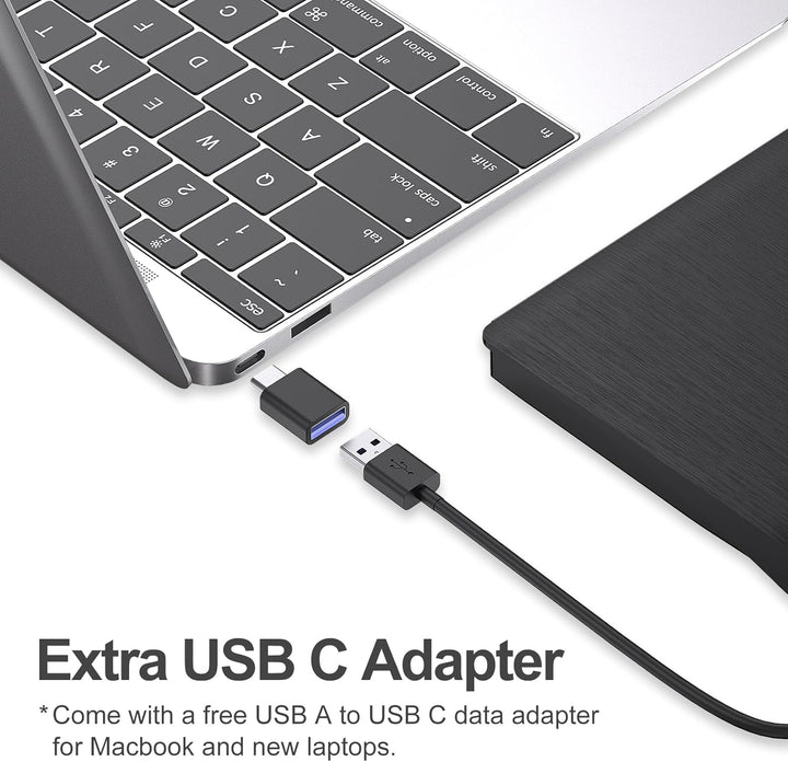 Externes DVD Laufwerk, USB 3.0 Externer DVD Brenner +/-RW CD ROM Externe Optische Laufwerke Tragbare