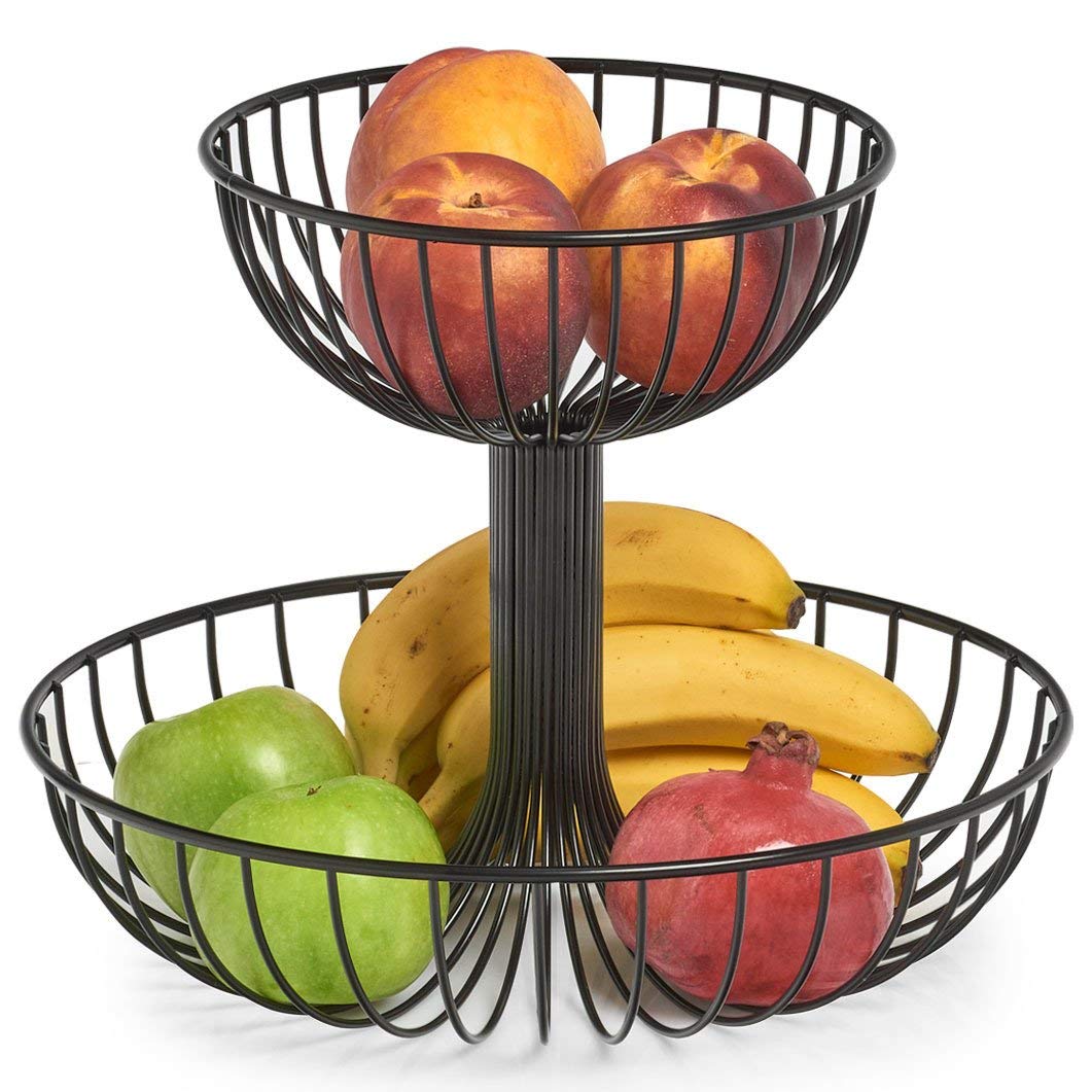 Zeller 27415 Obst-Etagere, 2-lagig, Metall, schwarz, ca. Ø 32 x 25,8 cm, Obstschale, Etagere, Aufbew