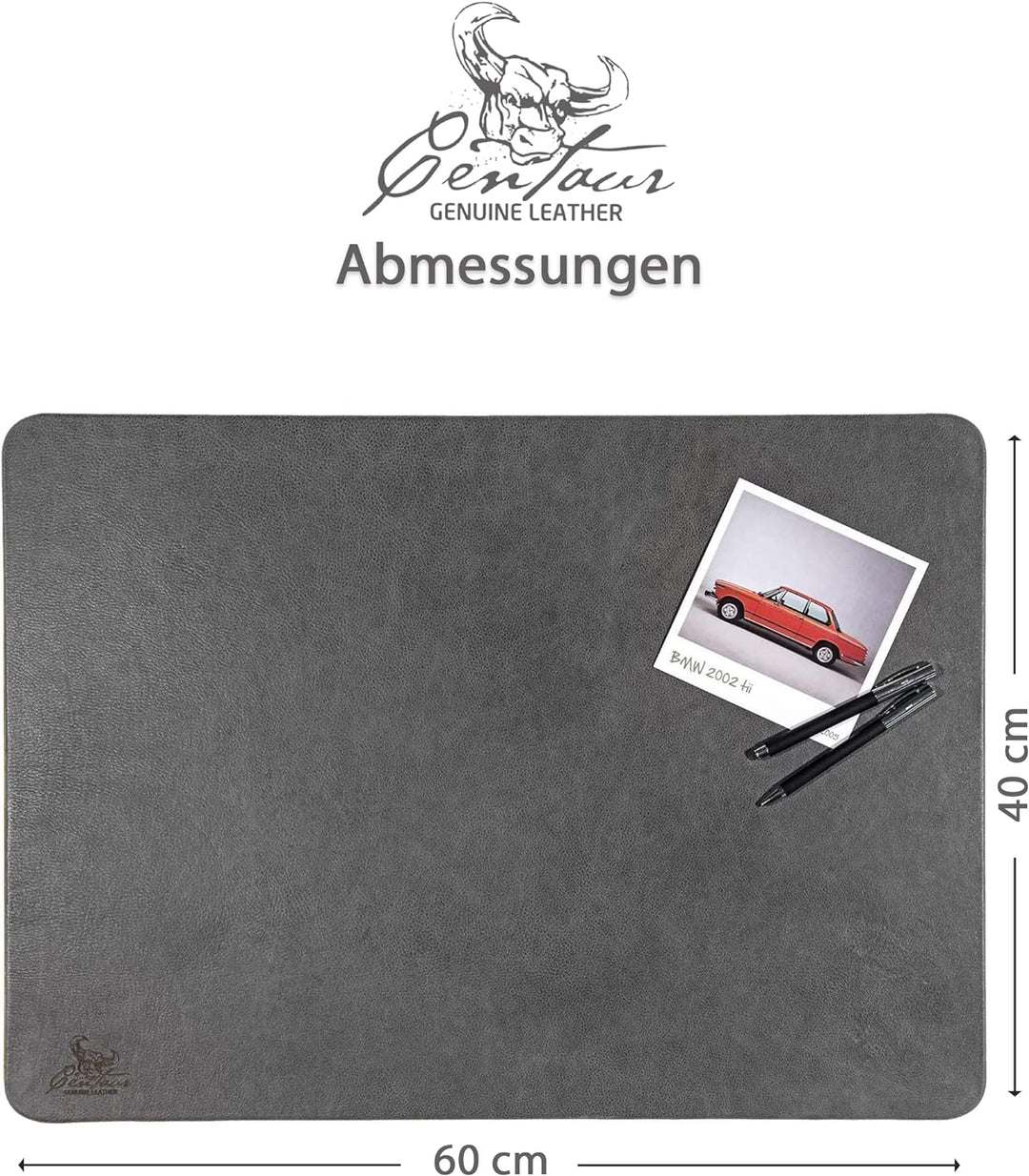 Centaur - Hochwertige Leder Schreibtischunterlage - Basaltgrau 40x60 cm - ideal für Büro und Zuhause