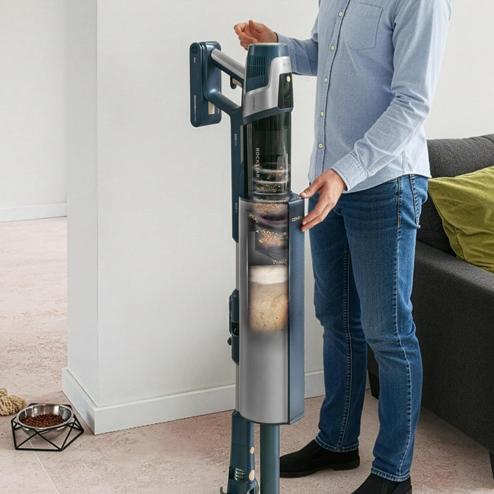 Cecotec Kabelloser Staubsauger Besen mit Selbstentleerungsbasis Conga Rockstar RZ90 AI AquaPet Flex