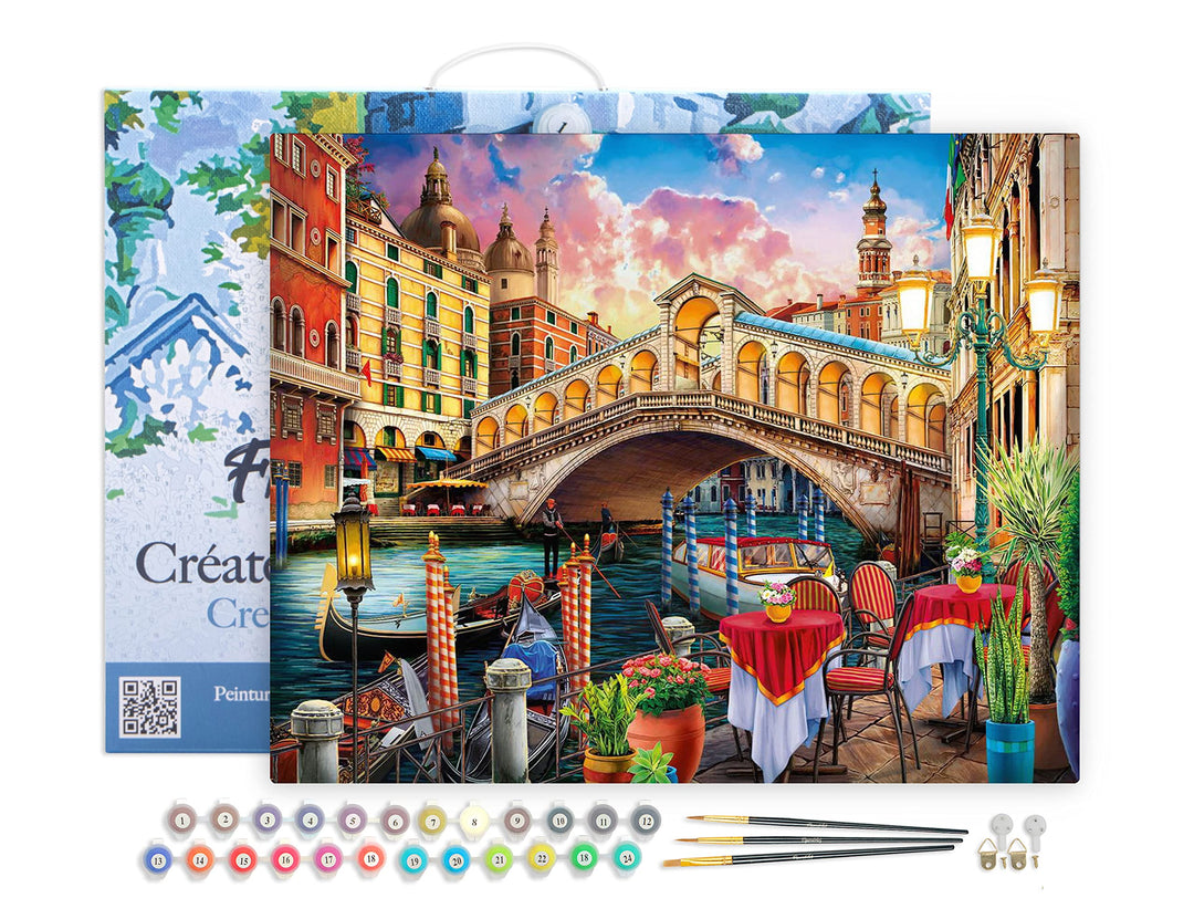Figured'Art Malen Nach Zahlen Erwachsene Mit Rahmen Rialtobrücke - Paint by Numbers Basteln DIY Bast