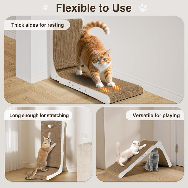 Gimars Hohe 68cm L förmige Kratzbrett Katze mit Ball, Vertikaler kratzpappe für Katzen, Langlebiges