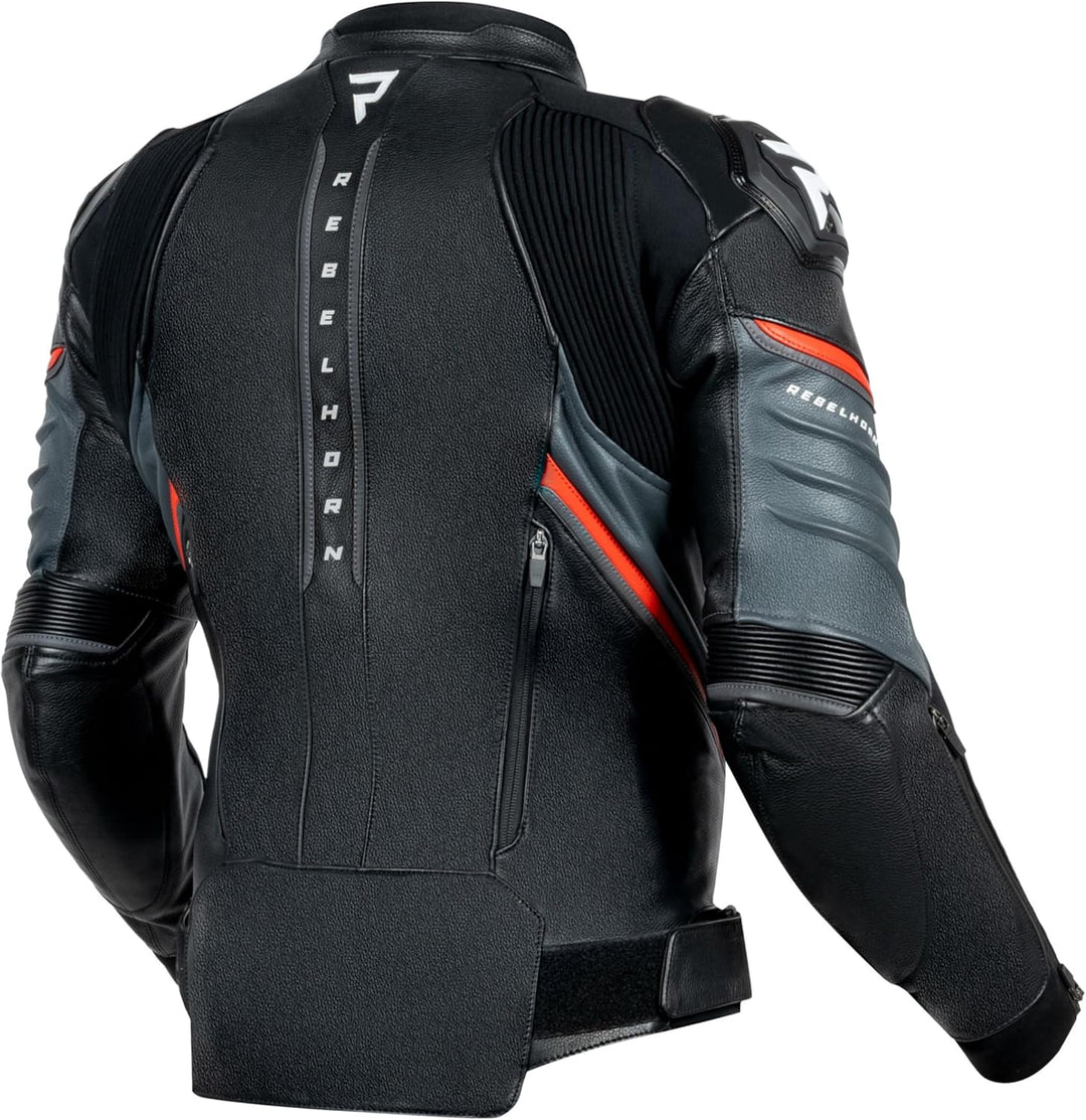 REBELHORN Veloce Motorradjacke Herren | Leder | Ellbogen und Schulterprotektoren Stufe 2 | Schulters
