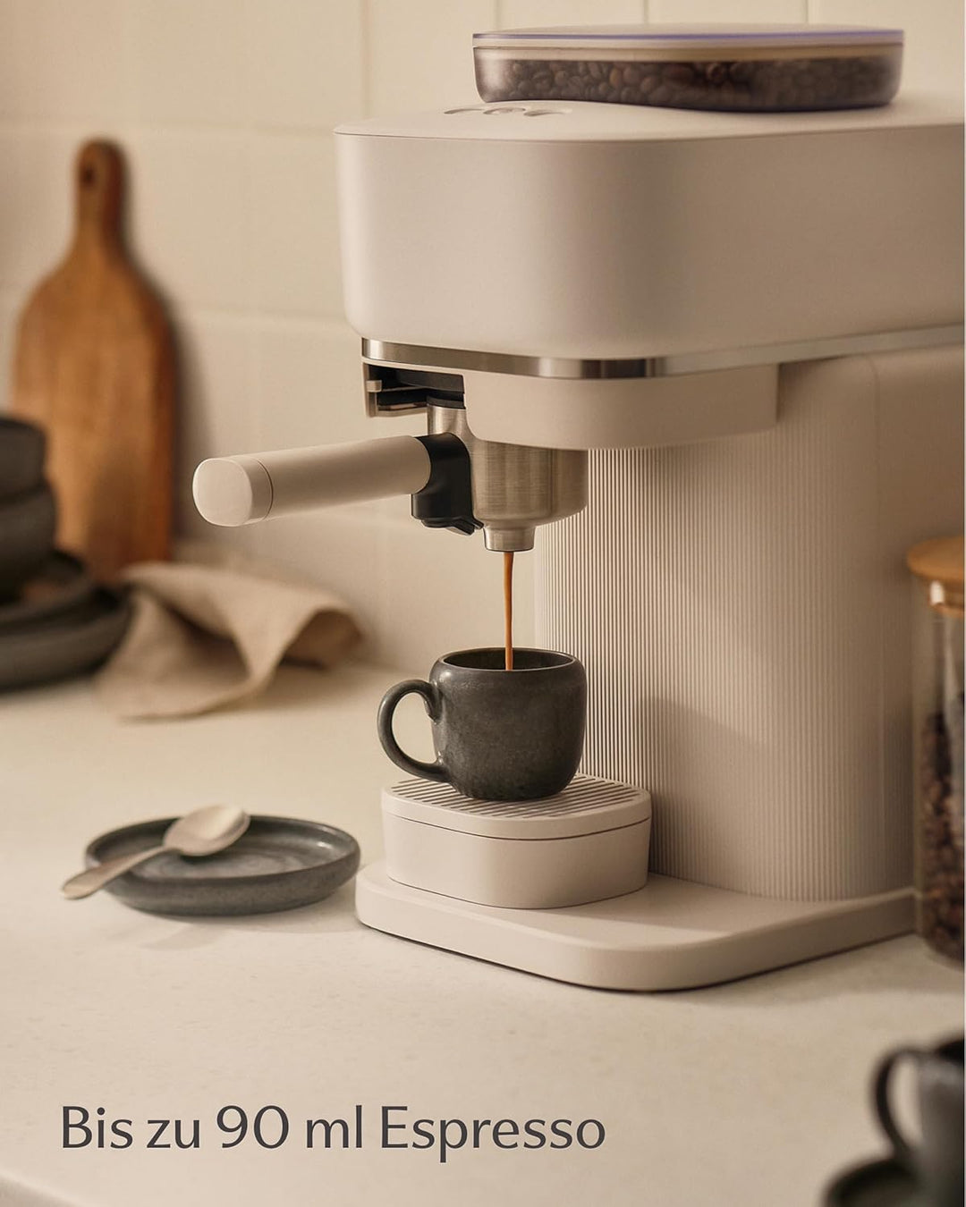 Cosumy 4er Espressotassen Set mit Untertassen Schwarz – 90 ml Keramik Espresso Tassen Set – Hält lan