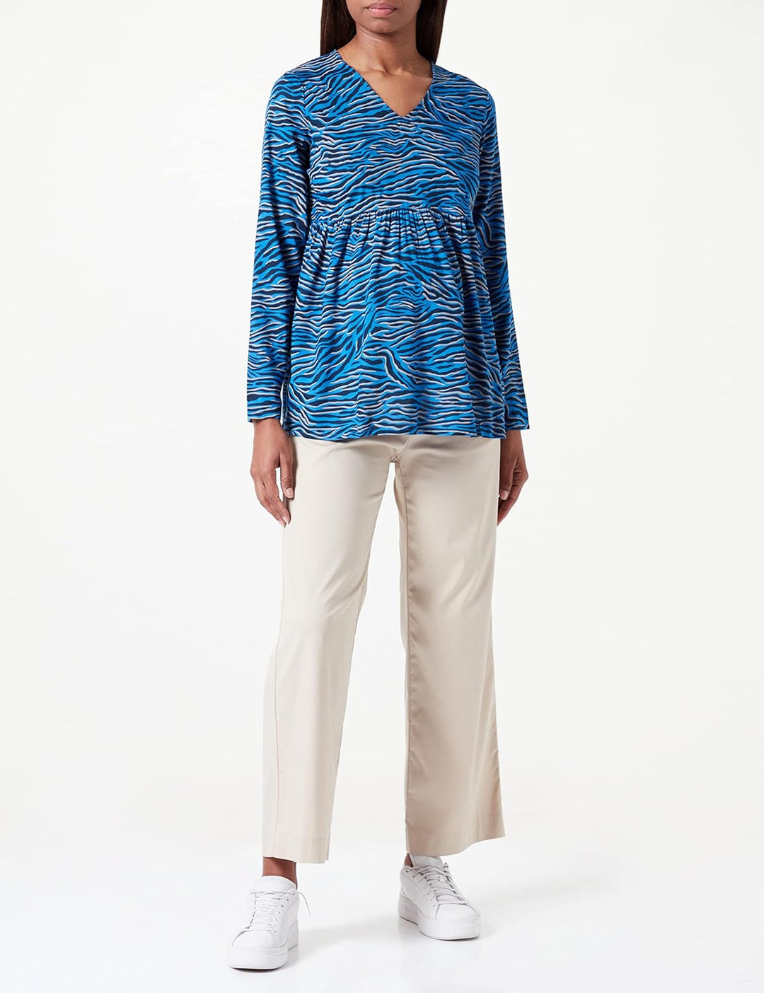 NAME IT Damen Mlcosta L/S Wo Top A. L Strong Blue/Aop:black Pattern, L Strong Blue/Aop:black Pattern