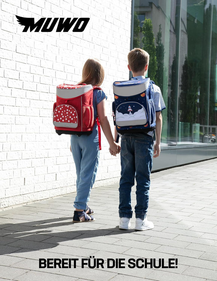 MUWO Kinder Schulranzen Set 5tlg. ergonomischer leichter Schulrucksack mit Sporttasche, Turnbeutel,