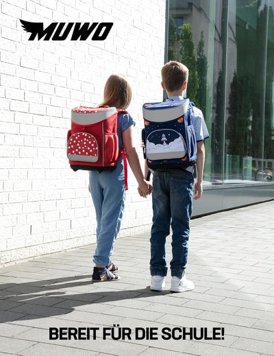 MUWO Kinder Schulranzen Set 5tlg. ergonomischer leichter Schulrucksack mit Sporttasche, Turnbeutel,