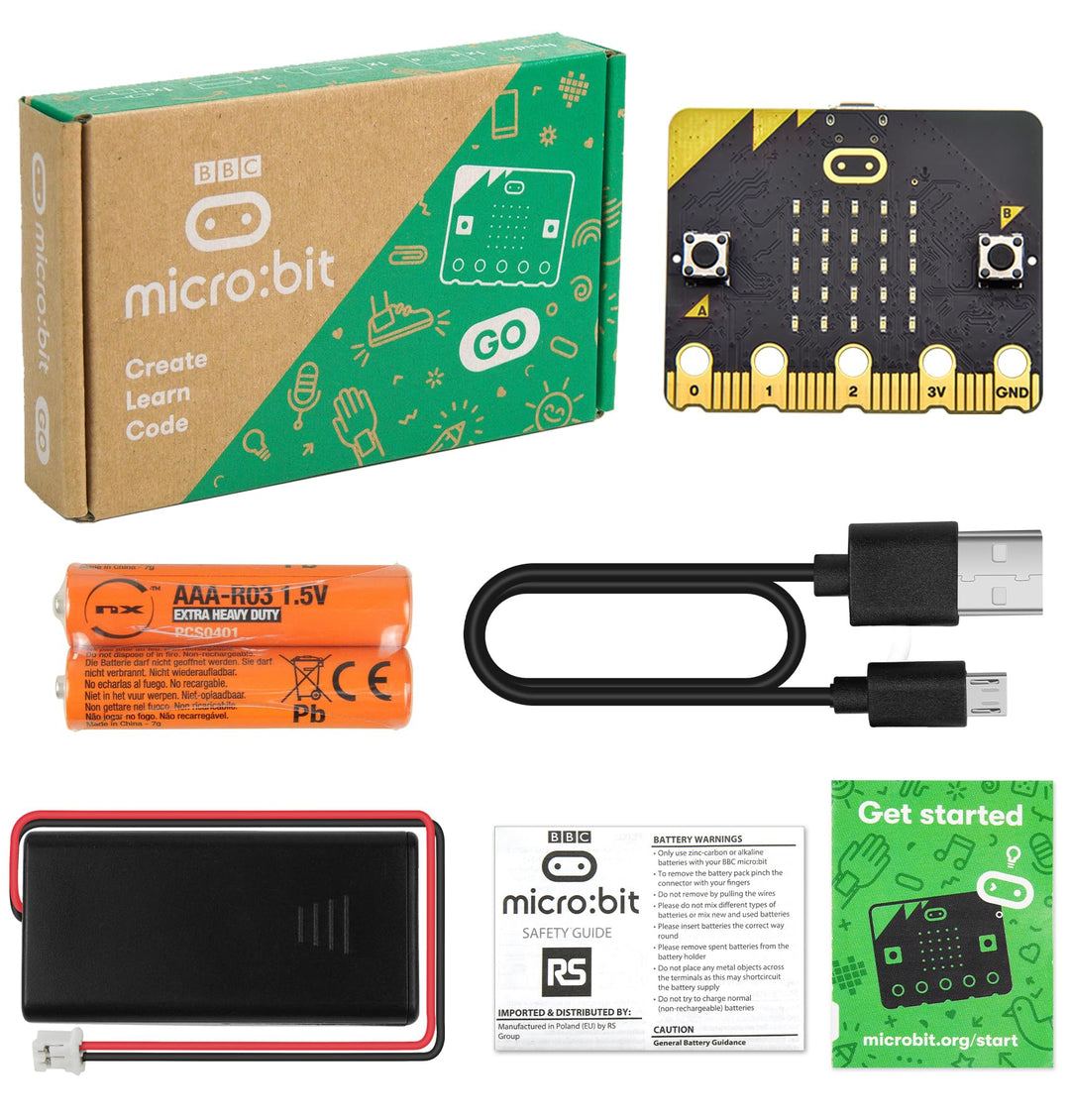 KEYESTUDIO BBC Micro:Bit Go für Micro bit Starter Set mit V2 Microbit Board, Batteriehalter, Micro-U