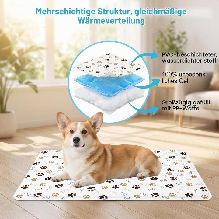 Kühlmatte für Hunde und Katzen, Selbstkühlende Hundematte mit Ungiftigem Gel, kühle Unterlage für Ha