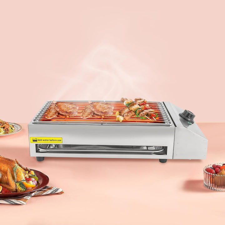 220V Elektrogrill Elektrischer Grillkocher 2.6KW 50-300°C Verstellbarer Temperatur Tischgrill mit Ab