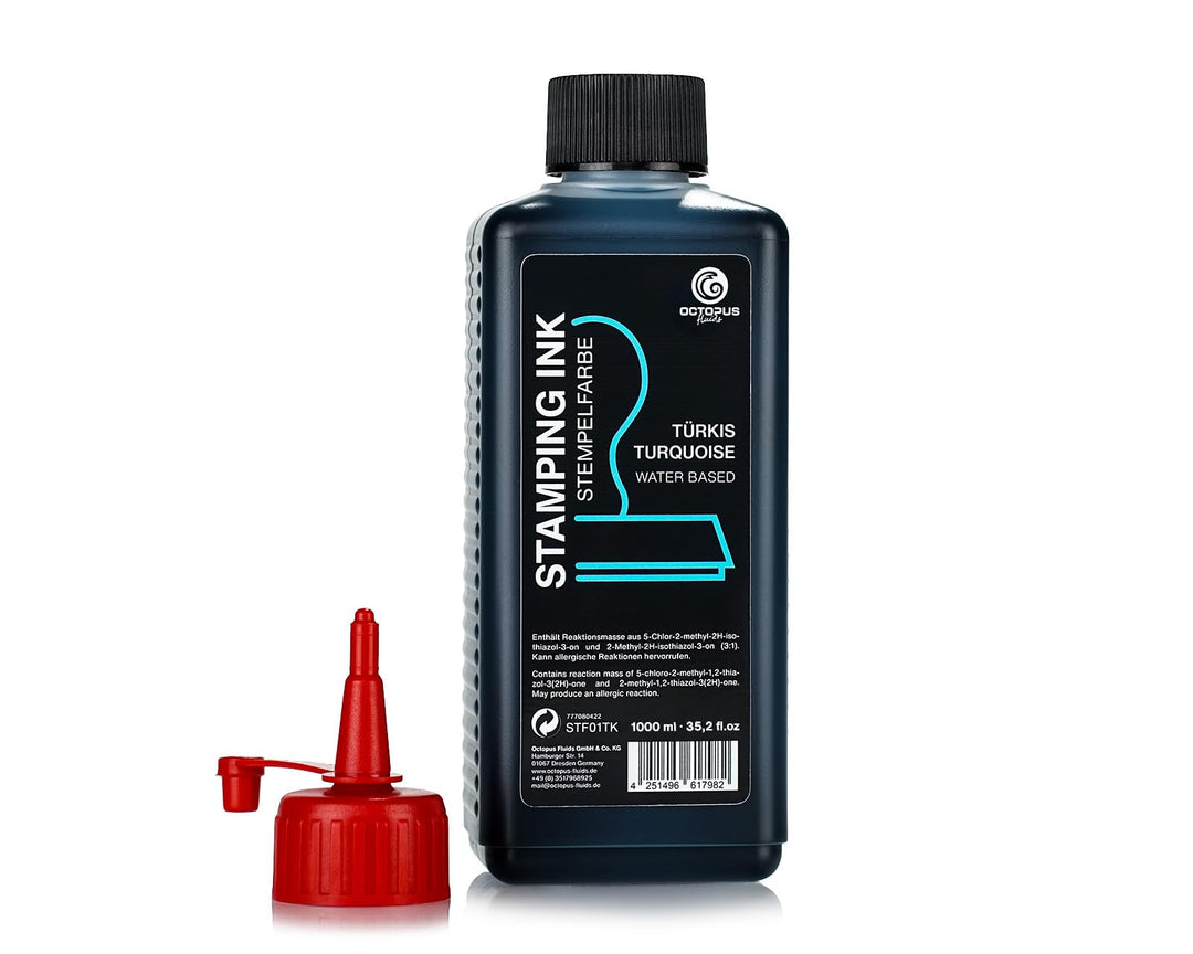 Octopus Stempelfarbe für Stempelkissen und Selbstfärber ohne Öl, türkis 1000 ml Türkis 1 l (1er Pack