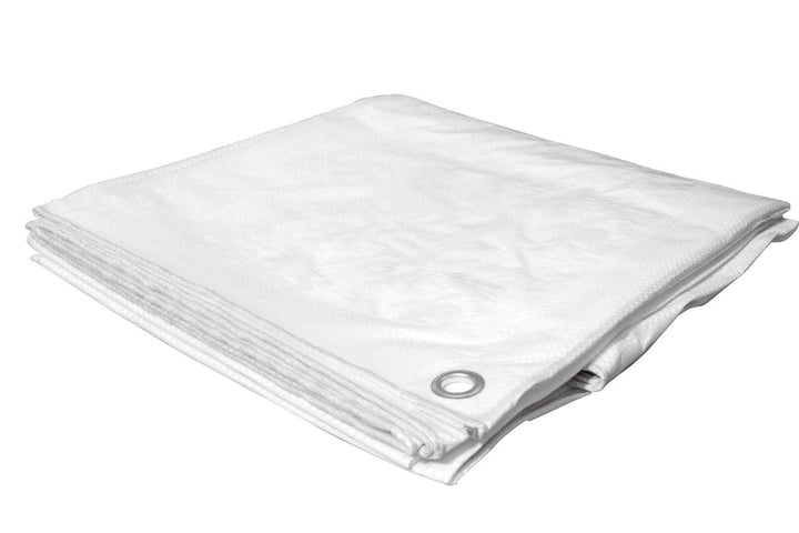 Telone di copertura con occhielli rotondi, 6 x 8 m, 150 g/m², bianco, professionale, resistente agli