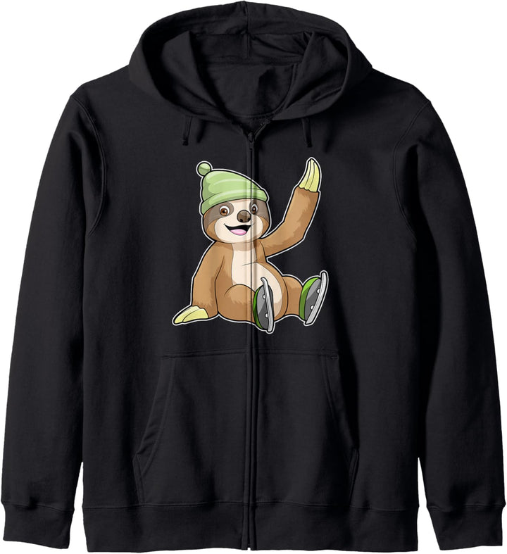 Faultier Eislaufen Schlittschuhe Wintersport Kapuzenjacke