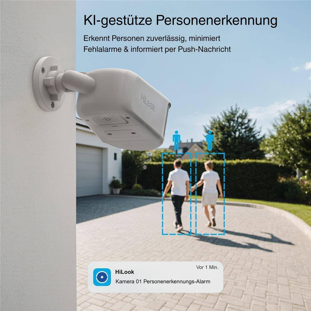 HiLook by HIKVISION Überwachungskamera aussen 8MP Smart Hybrid Light, 180° Weitwinkel, LAN/PoE kabel
