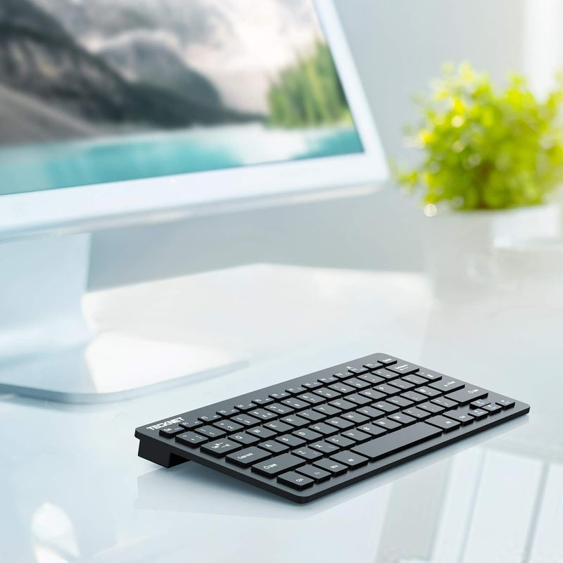 TECKNET Slim Kabellose Tastatur, Deutsches Layout, 78 Tasten Mini Wireless Tastatur mit Nano USB Emp