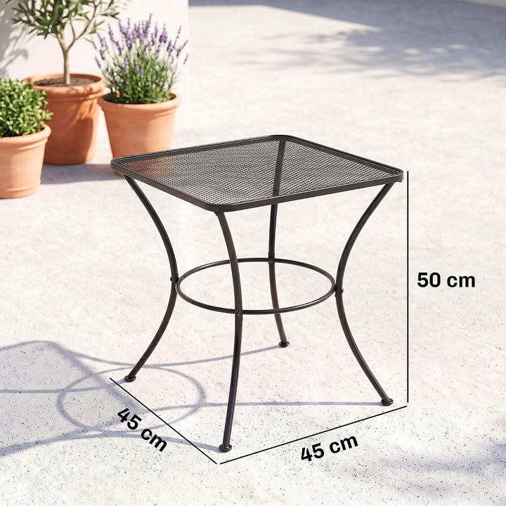 Outsunny Garten Couchtisch, Beistelltisch, Kaffeetisch, Metall, Schwarz, Terrasse, 45 x 45 x 50 cm
