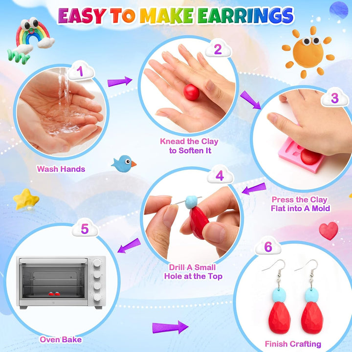 Bridokit 54 Stück Knete Kit, Polymer Clay Set Mit 19 Schnitzwerkzeuge und 2 Edelsteinsilikonform für