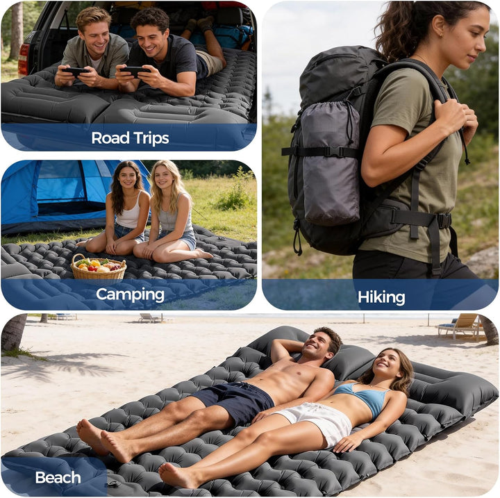 PHYSEN Camping Isomatte mit Aufblasbare & 360° Riemen – Wasserdicht Fusspumpe Luftmatratze für Outdo