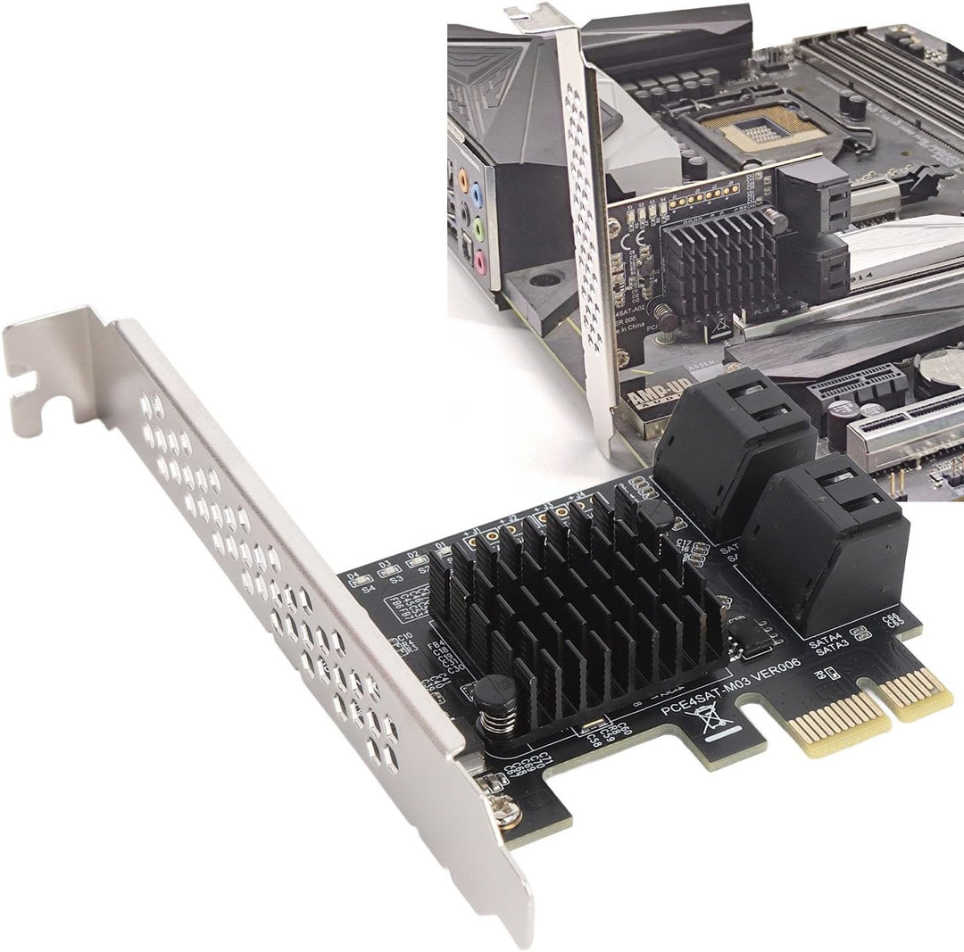 4 Port PCI Express -Expansionskarte, 6 Gbit/S PCIe Serial ATA 3.0 Expansionskarte 88SE9215 CHIP 4 Po