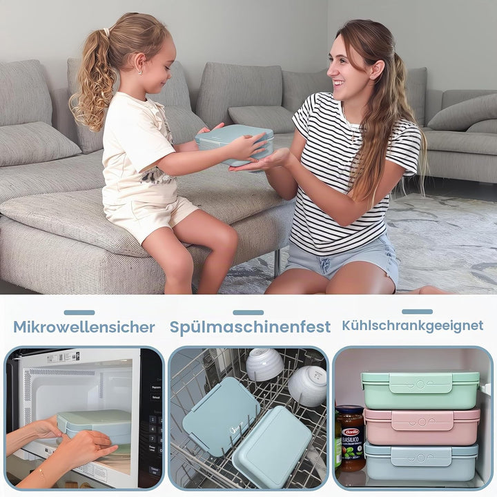 Bugucat Brotdose mit Fächern 1300ML,Lunchbox Kinder Auslaufsicher mit 4 Fächern,Lunch Box Bento Box