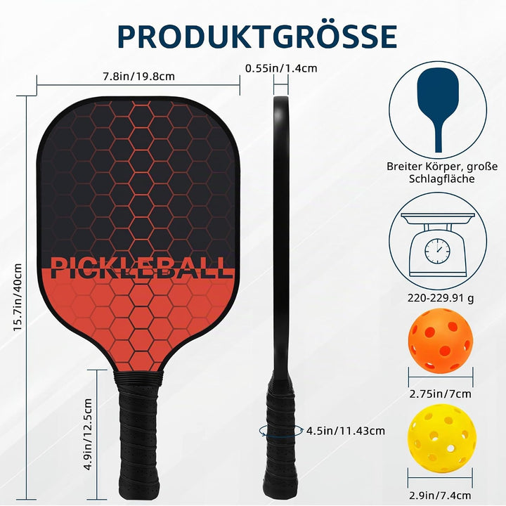 Pickleball Set, Pickleball Schläger mit Fiberglas Oberfläche Pickle Ball Paddles mit 4 Bällen Ausrüs