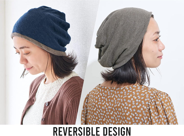 CHARM Bio-Baumwolle Multifunktionstuch Stirnband - Beanie Loop Schal Halstuch Braun & Navy, Braun &