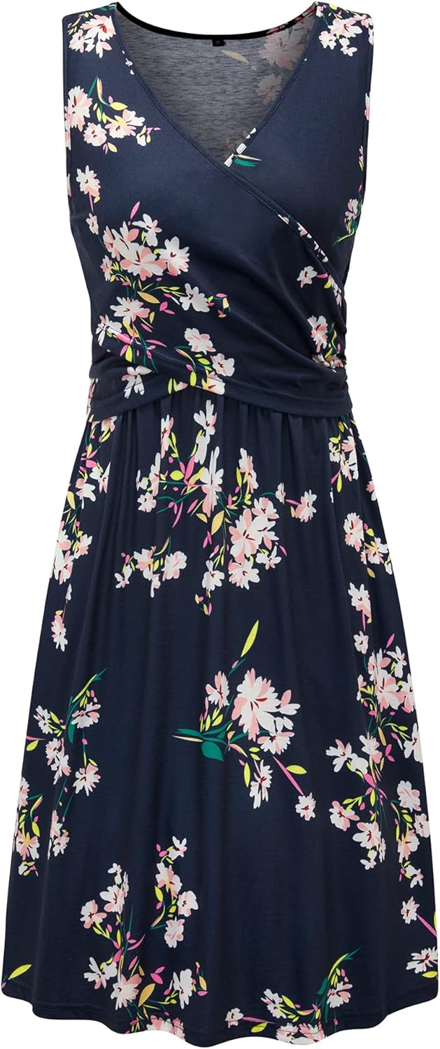 OUGES Damen Winter Umstandskleid Stillkleid Baumwolle Schwangere Lässiges Herbst Kleider mit Taschen