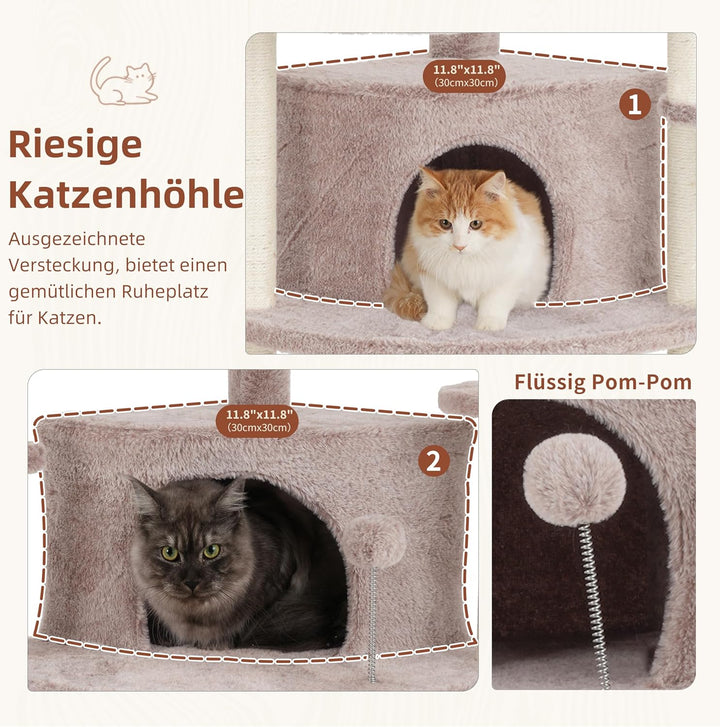 Gitelsnour Eck-Kratzbaum, Katzenbaum für Innenbereich, Mehrstöckiges katzenkratzbaum mit Sisal Kratz