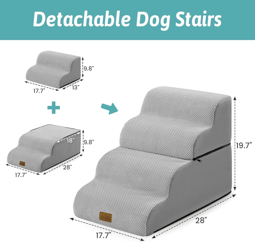 COZY KISS Breiter Hundetreppe für Kleine Hunde 50 cm, Hunderampe für Sofa, Hundetreppe Bett,Katzentr