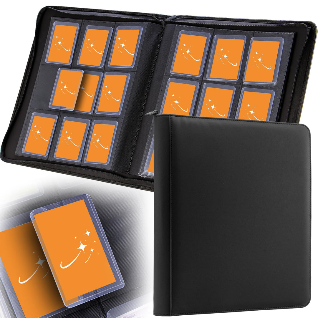 TopLoader Binder Heftmappe, Toploader Sammelkarten Album für 360 Toploader, 9 Fächer Top loader Bind