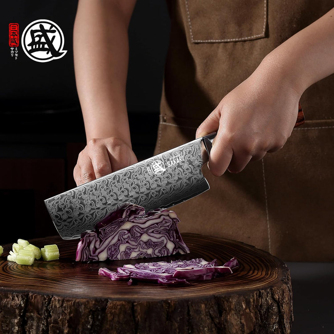 MITSUMOTO SAKARI 17 cm Japanisches Nakiri Kochmesser, Handgeschmiedetes Professionelles Küchen messe