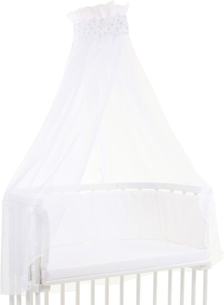 babybay Himmel Piqué mit Band passend für alle Modelle bis 96 cm Länge, weiss Sterne perlgrau, Wei&#