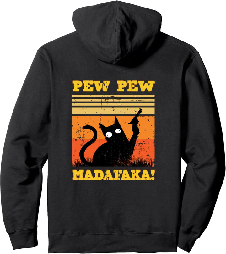 Pew Pew Madafakas Katze Crazy Cat Katze Lustige Retro Grafik Pullover Hoodie
