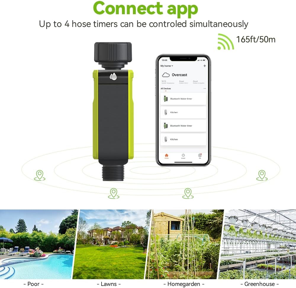 Smart Bewässerungscomputer WLAN 2,4 GHz mit 1 Ausgängen Bewässerungssystem für Rasen & Garten TTV107