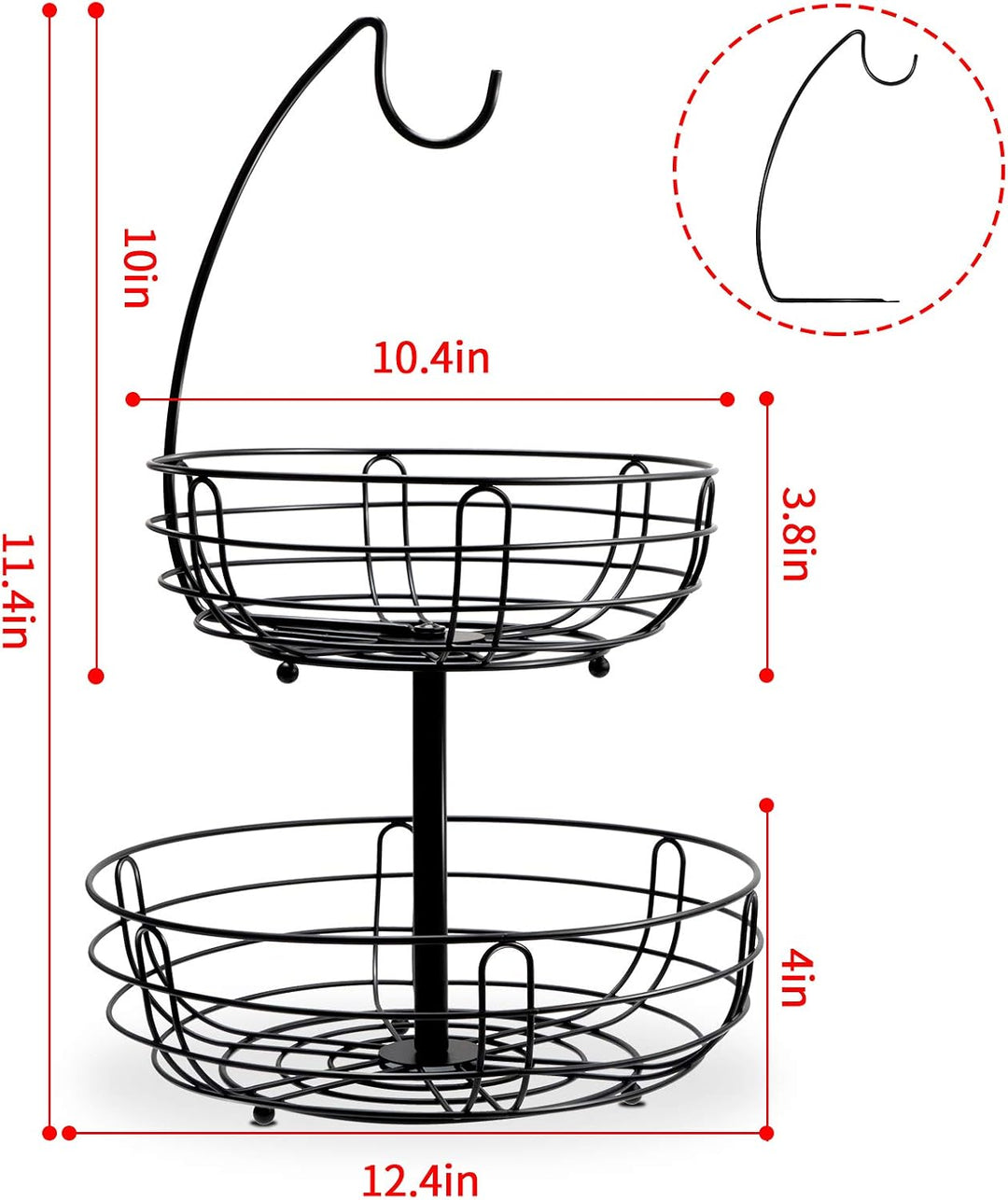 Huahong Tier-Obstkorb aus Metalldraht – mit Bananenhalter, moderne Obstschale, Gemüsekorb, stehender