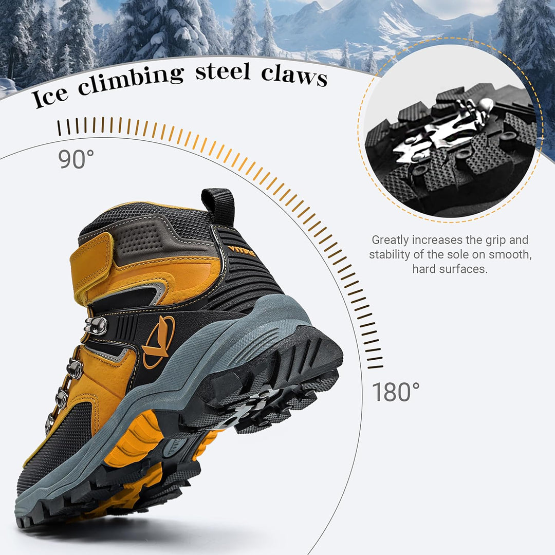ASHION Winterschuhe Jungen Schneestiefel Kinder Mid Gefütterte Winterstiefel Wanderschuhe Trekking B