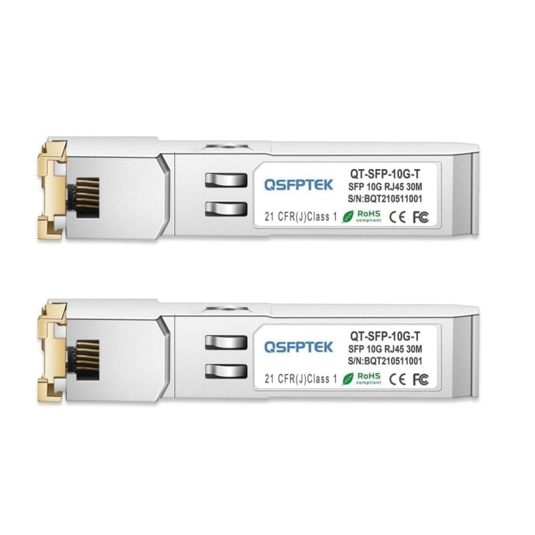 QSFPTEK (2Pack) 10GBASE-T SFP+ RJ45-Transceiver, 10G SFP+ auf RJ45-Modul bis zu 30m Kupfer Mini-GBIC