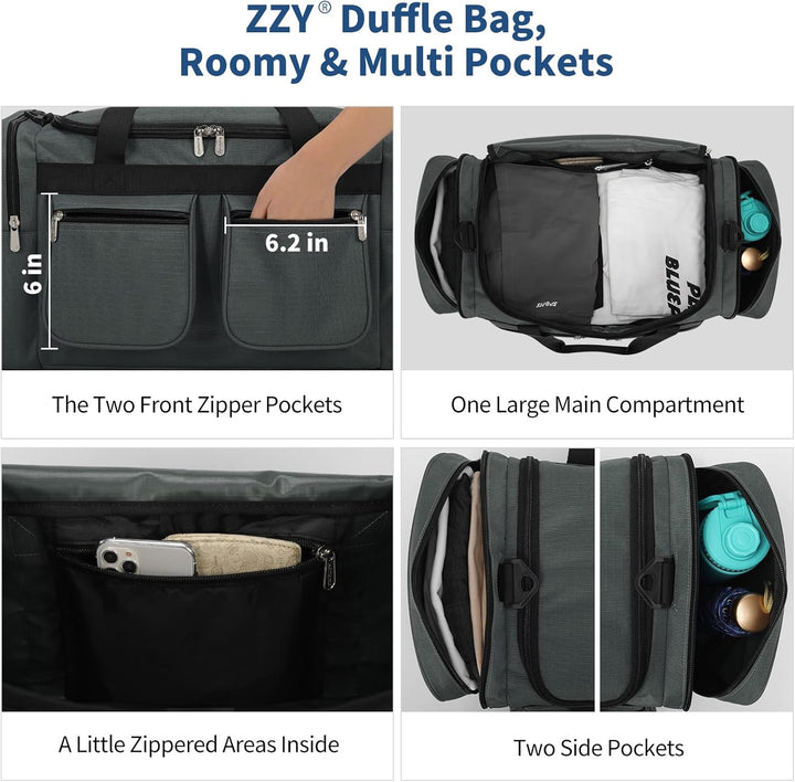 ZZY Sporttasche 40L für Herren mit 2 Seitentaschen & Wasserabweisend - Leichte Reisetasche für Sport