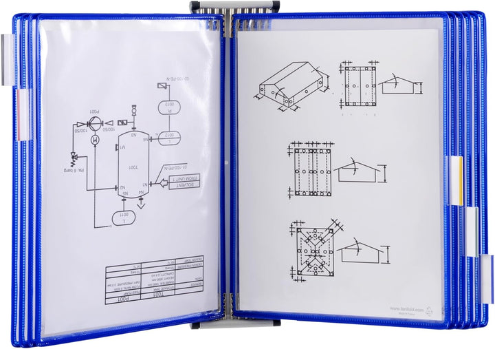 Tarifold 114001 - A4 PVC-Taschen mit Zapfen für Wanddisplayset und Dokumentenablage aus Metall, blau