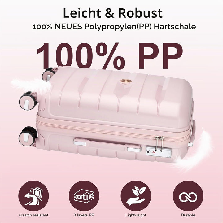Sea choice Hartschalen Koffer Trolley Erweiterbar Kabinen Handgepäck 100% PP Leicht Reisekoffer mit