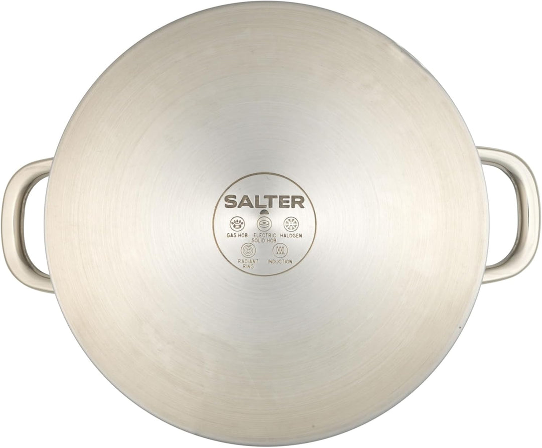 Salter Timeless 24cm Kochtopf - Antihaft-Edelstahl-Kochtopf, 9L, Inklusive Glasdeckel mit Dampfentlü