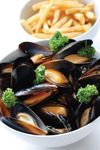 KitchenCraft World of Flavours Mediterraner Muscheltopf, Emaille Kochtopf,“Moules“ Aufschrift, Schwa