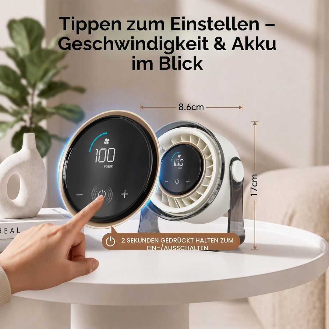 MERTTURM USB Tischventilator Leise mit Turbo Luftstrom, Max 11Std Laufzeit, Windgeschwindigkeiten 1-