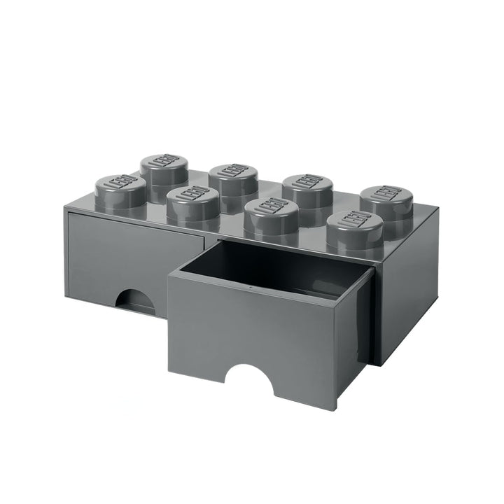Room Copenhagen 40061754 Lego 8 Noppen, 2 Schubladen, stapelbare Box, 9,4 l, Dunkelgrau, 8 knoppen