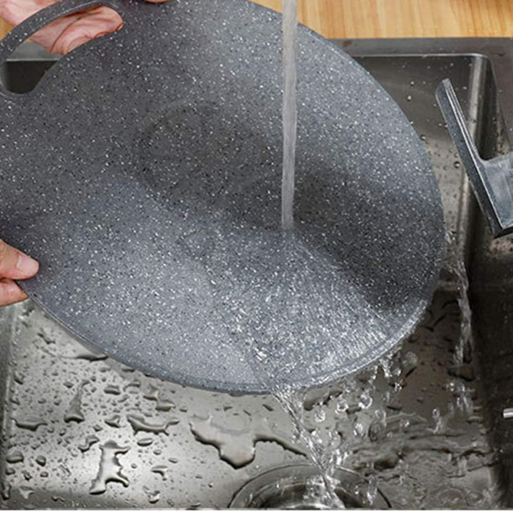 HEMOTON Schneidebrett Kunstoff Küchenschneidebrett Rund Hackbrette Obst Gemüse Schneidebrett mit Gri