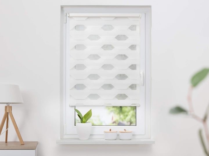 K-home Klemmfix-Doppelrollo Trapez, Weiss, 110 x 150 cm, 110 x 150 cm